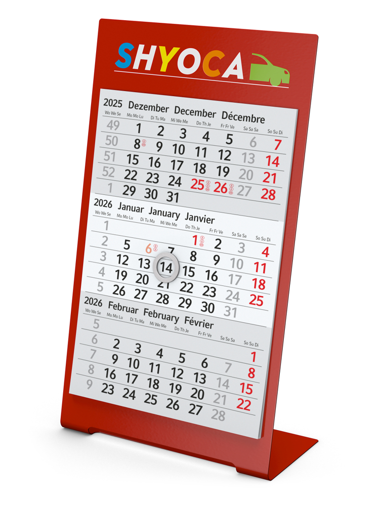 Tischkalender Desktop 3 Color Bestseller - rot