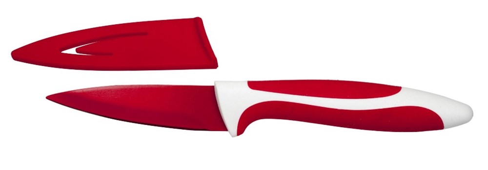 Haushaltsmesser mit gummiertem Griff  - rot