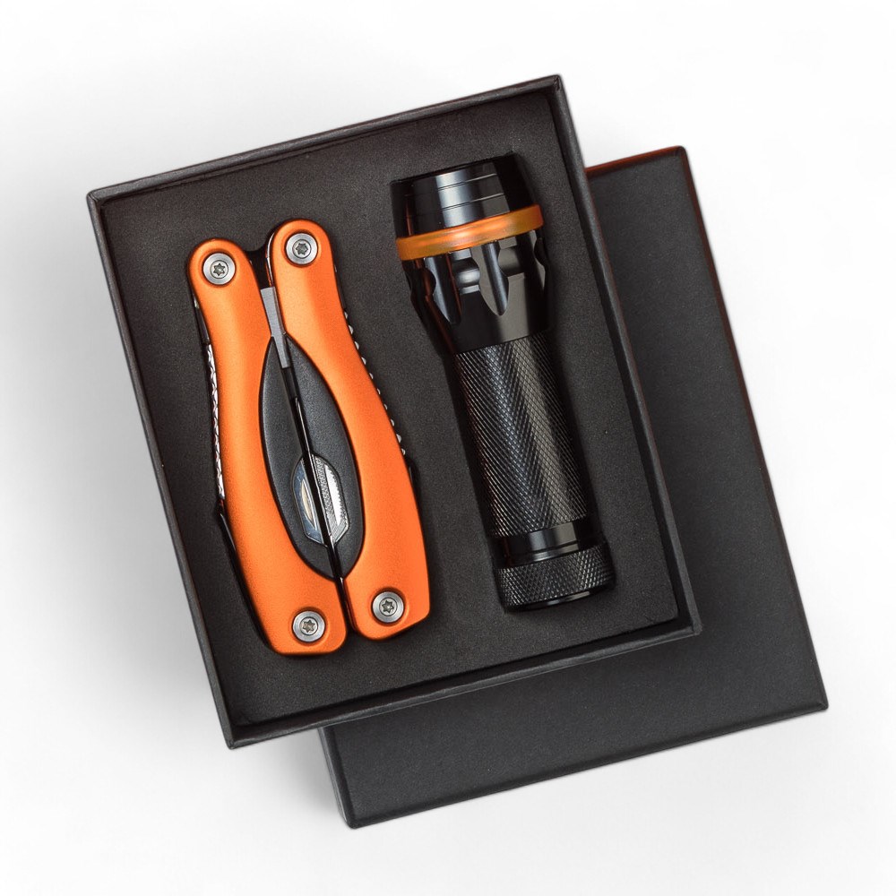 Set Colorado II: Taschenlampe und großes Multitool Colorado - Orange