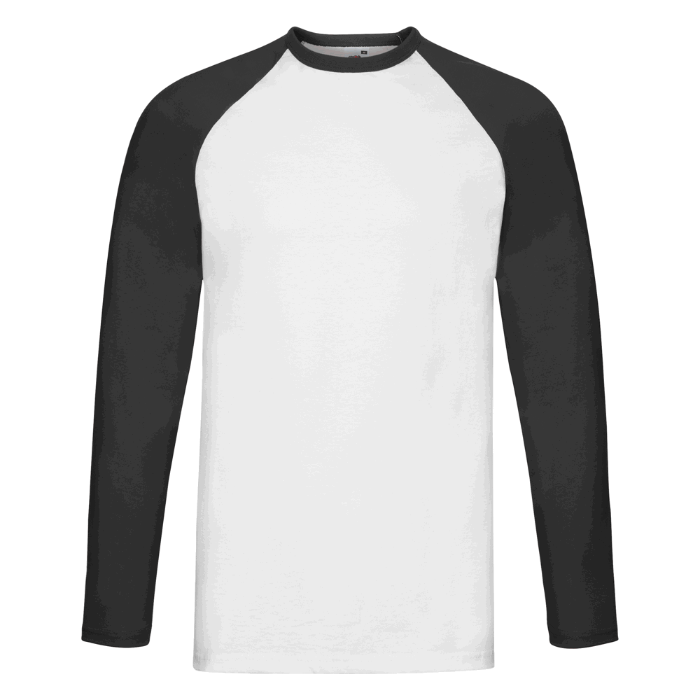 610280 - Valueweight Long Sleeve Baseball T-Shirt, weiß/rot, 2XL - weiß/schwarz