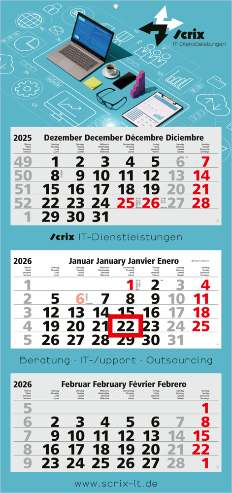 3-Monatskalender Maxi Light 3 Bestseller (Mehrblock)