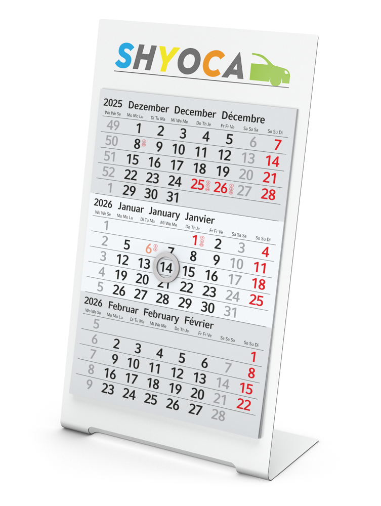 Tischkalender Desktop 3 Color Bestseller - weiß