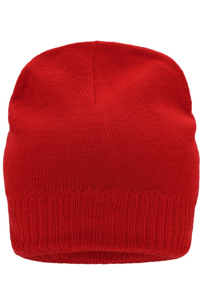 Knitted Beanie with Fleece Inset - Red (ca. Pantone 1795C)