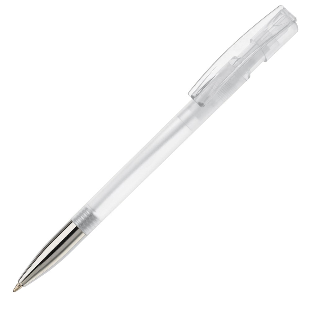 Kugelschreiber Nash Transparent mit Metallspitze - Transparent Weiss