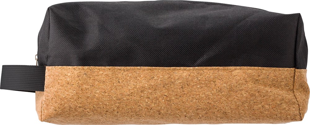 Kulturtasche aus Polyester und Kork Lynn - schwarz