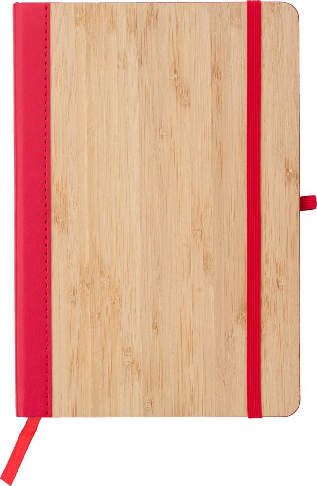 Notizbuch Dorita aus PU und Bambus - rot