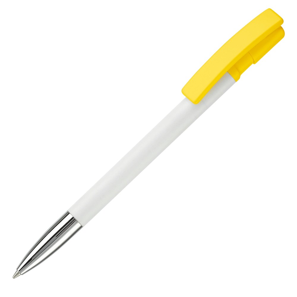 Kugelschreiber Nash Hardcolour mit Metallspitze - Weiss / Gelb