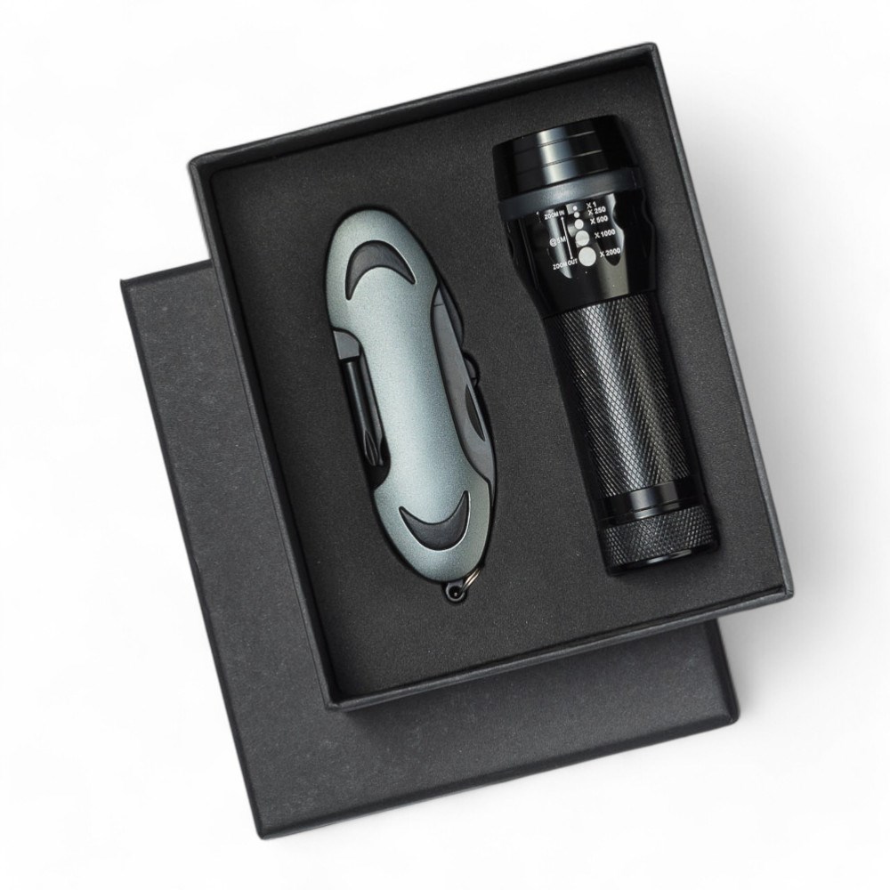 Set Colorado I: LED-Taschenlampe und Taschenmesser - Grau