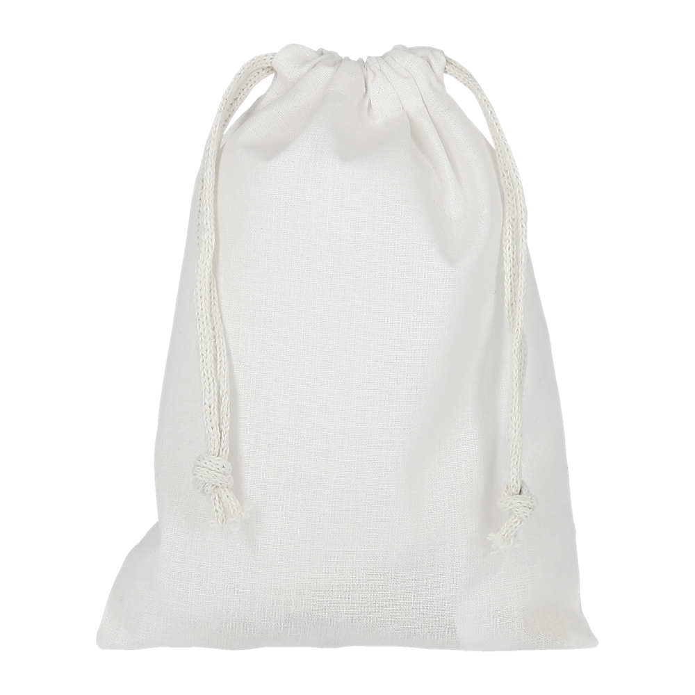 Baumwoll-Zuziehbeutel, OEKO-TEX®, 15 x 20 cm, ca. 140 g/m² - weiß