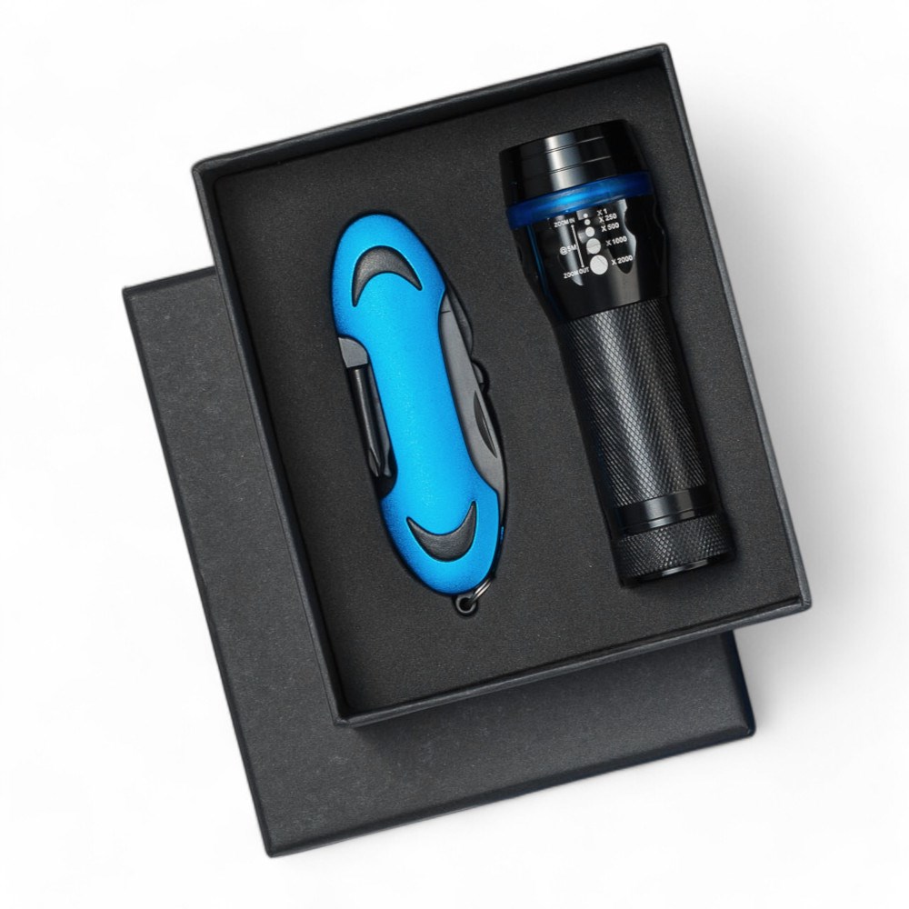 Set Colorado I: LED-Taschenlampe und Taschenmesser - Blau