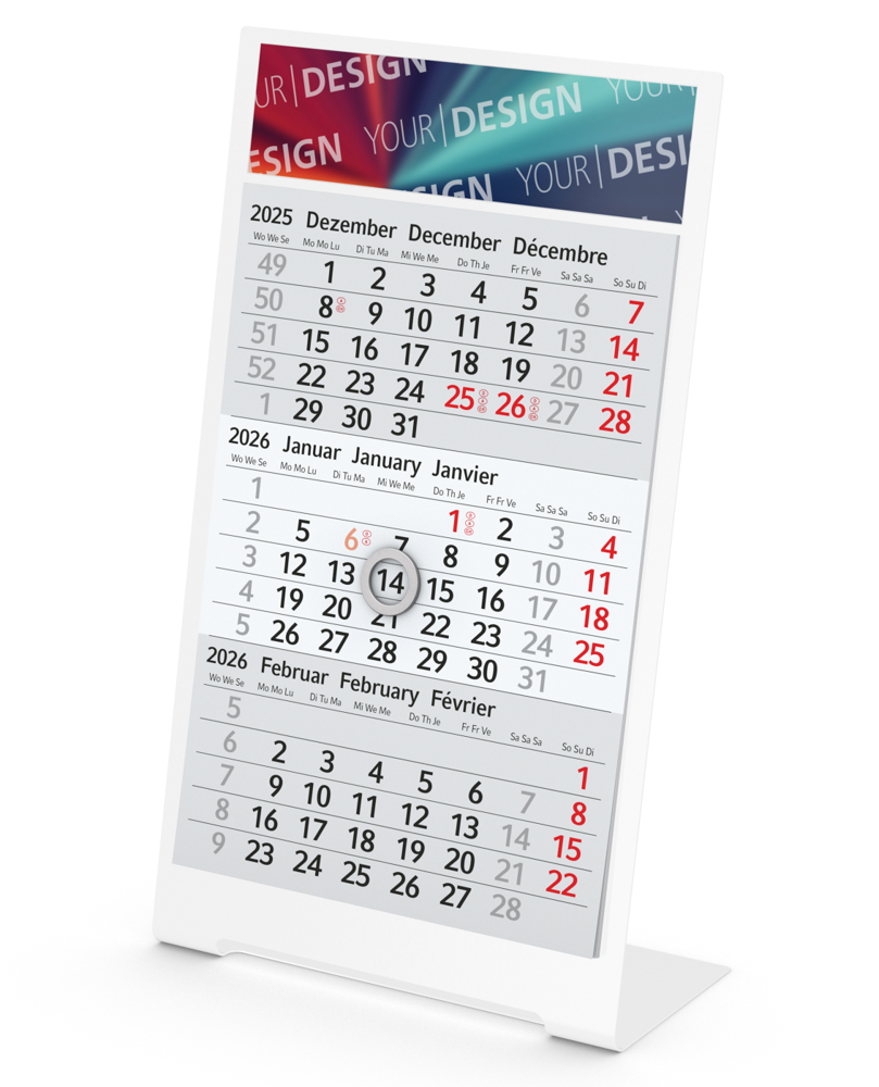 Tischkalender Desktop 3 Color Bestseller, 2 Jahre, weiß