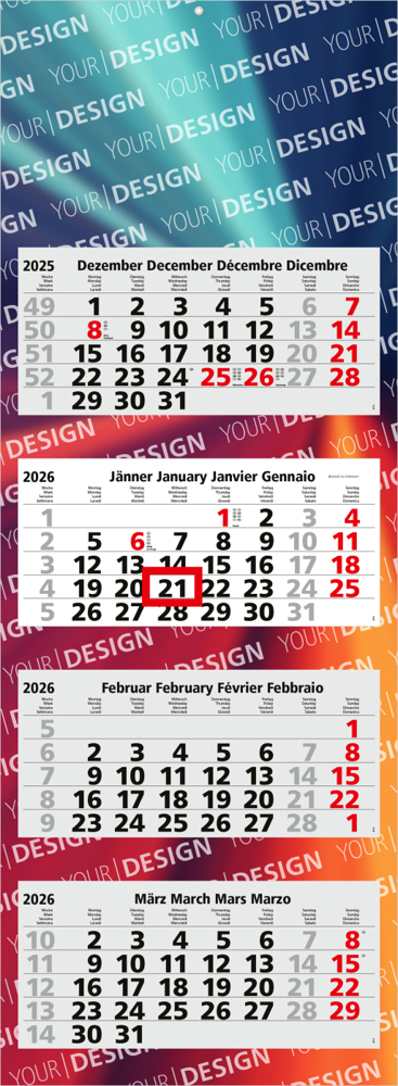 4-Monatskalender Quadro Light 4 Bestseller, Österreich (Mehrblock)
