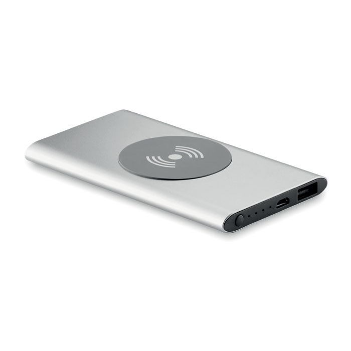 POWER&WIRELESS - Ladestation mit Powerbank - Mattsilber
