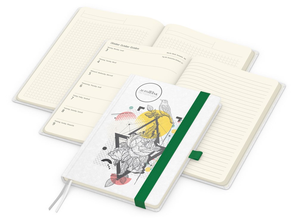 Wochenplaner Match-Hybrid Creme Bestseller - grün