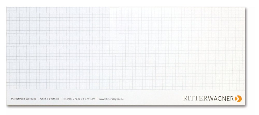Notizblock 13,5 x 30 cm, 35 Blatt inklusive einfarbigem Druck