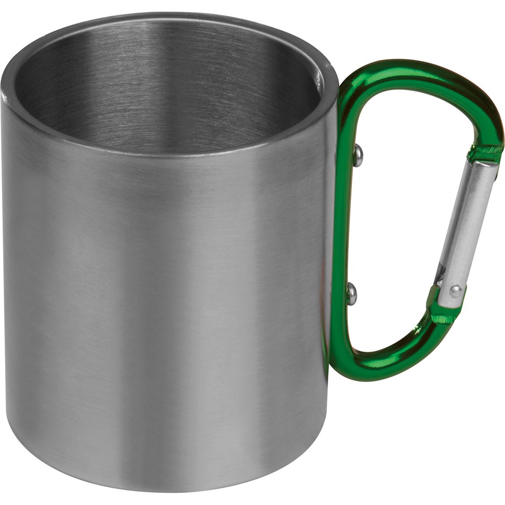 Tasse aus Metall mit Karabinerhaken, 200ml - grün