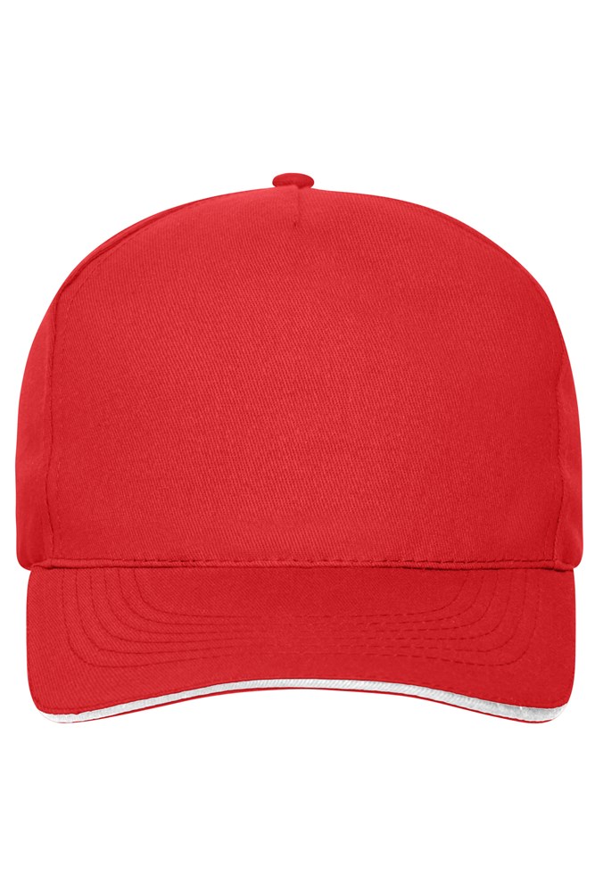 5 Panel Sandwich Cap Bio Cotton - Red/white (ca. Pantone 186C
white)