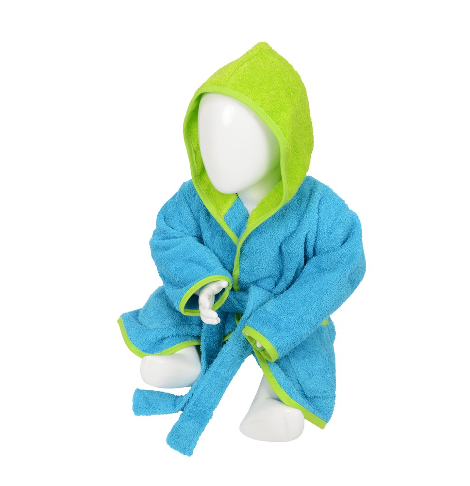 ARTG® Babiezz® Baby Bademantel mit Kapuze - Aqua Blue/Lindgrün