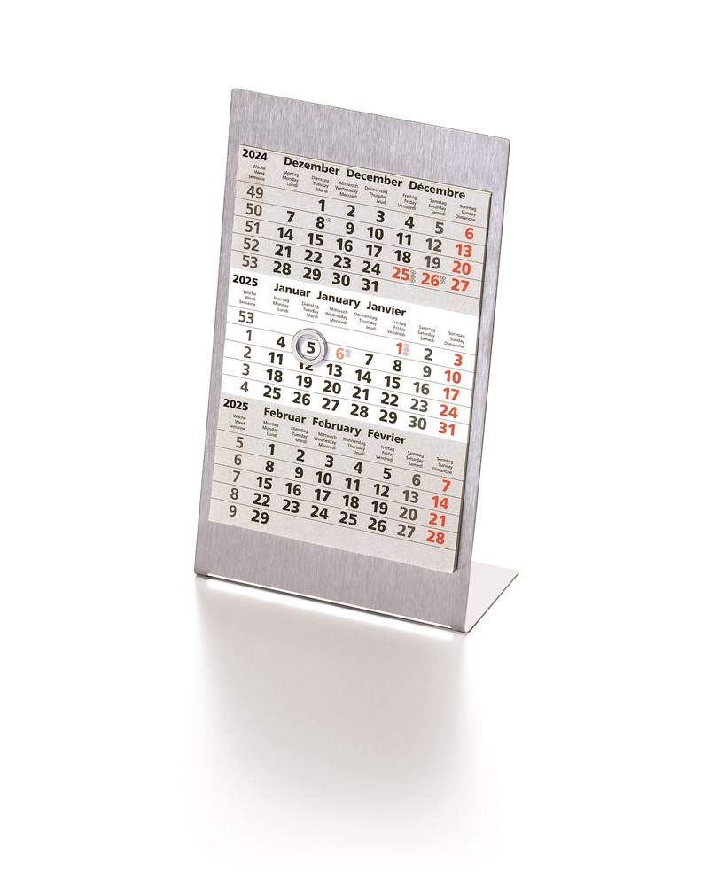 Aufstellkalender Edelstahl, 1 Jahr