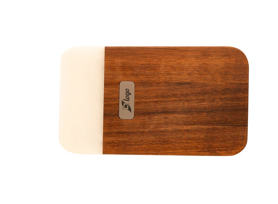 Schneidebrett aus Akazie & weißem Marmor 'Stavanger' (S)