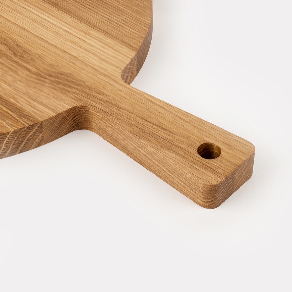 Schneidebrett mit Griff 395x290x20 aus Eiche, Hartwachs