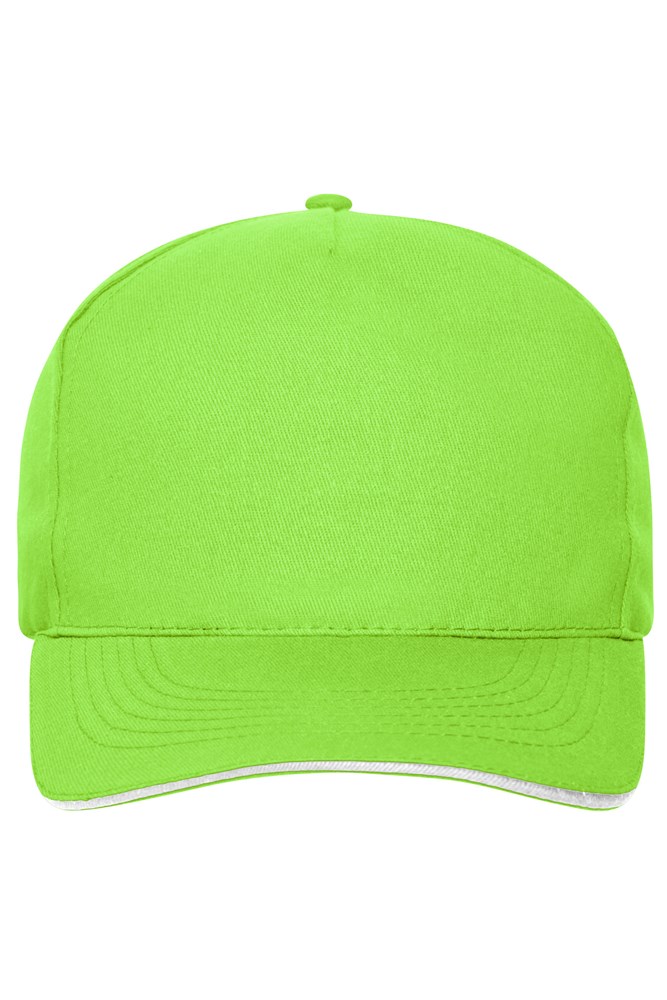 5 Panel Sandwich Cap Bio Cotton - Lime-green/white (ca. Pantone 367C
white)