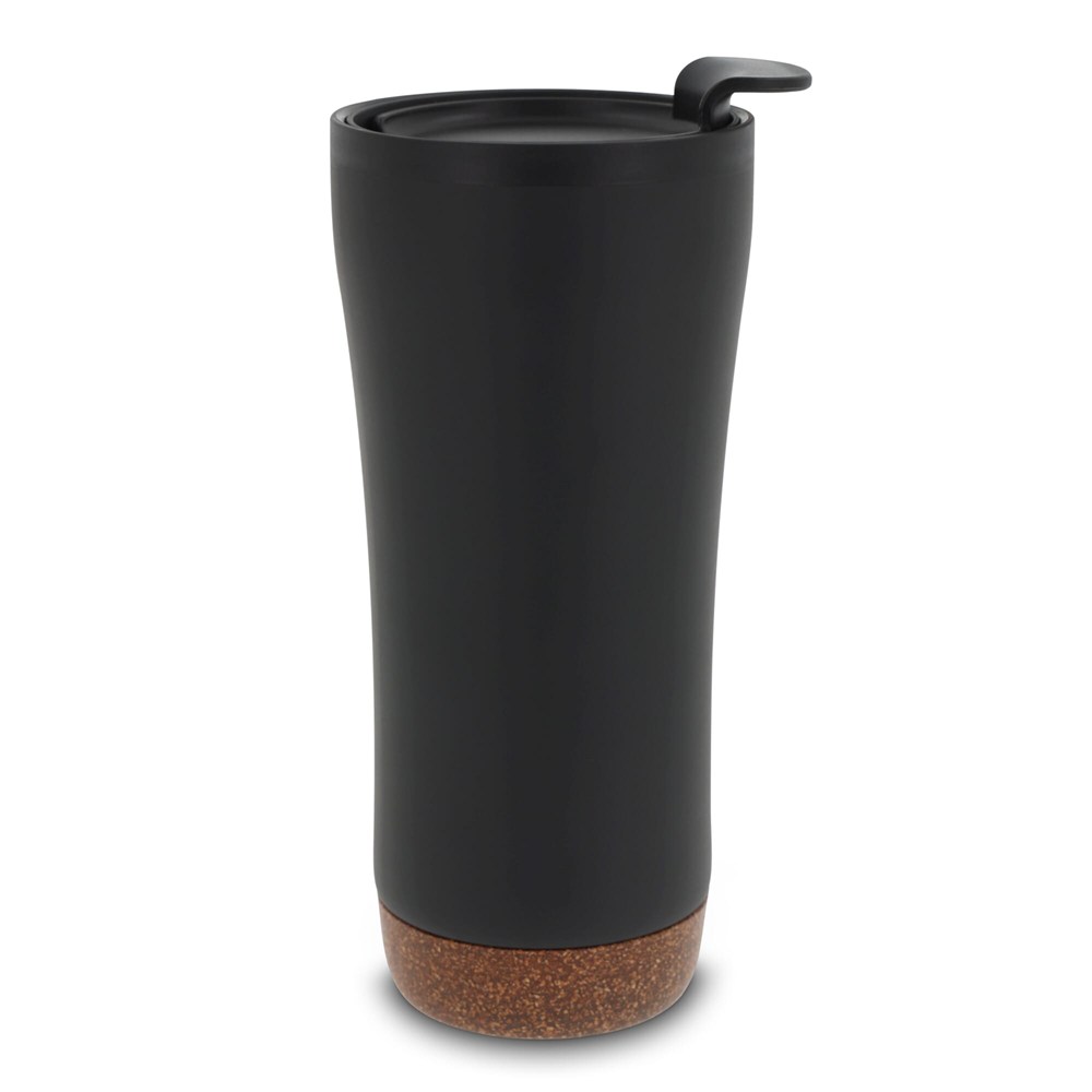 Doppelwandiger Becher mit einem Korkboden 480ml - schwarz