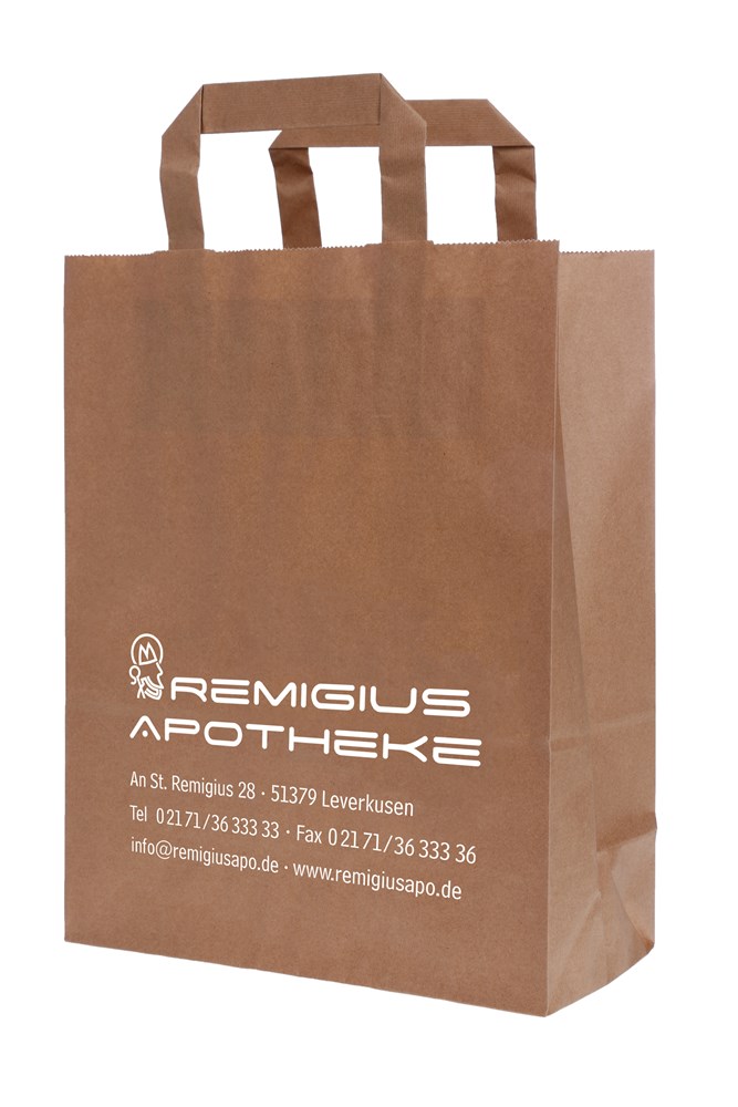 Kleine Papiertragetasche braun, 18 x 22 x 9 cm mit Logo
