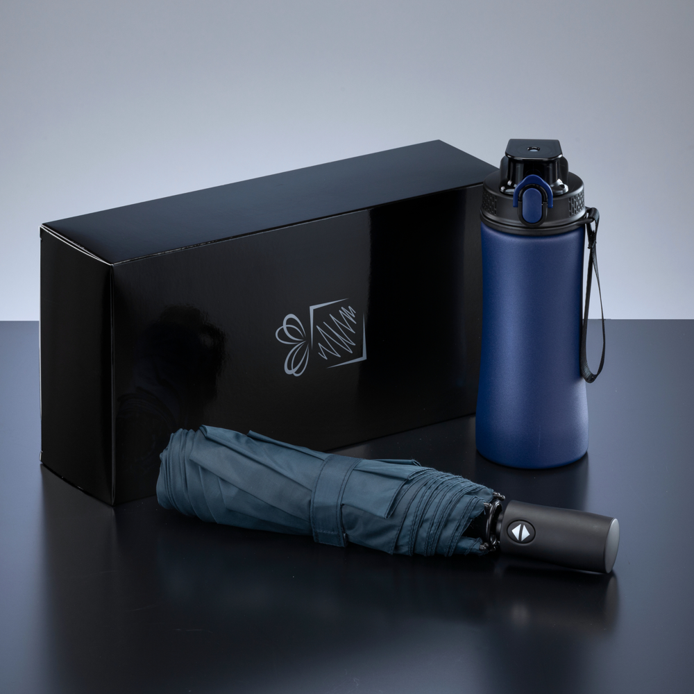 Primo Everyday Set: Wasserflasche 550 ml & vollautomatischer Harvard-Schirm