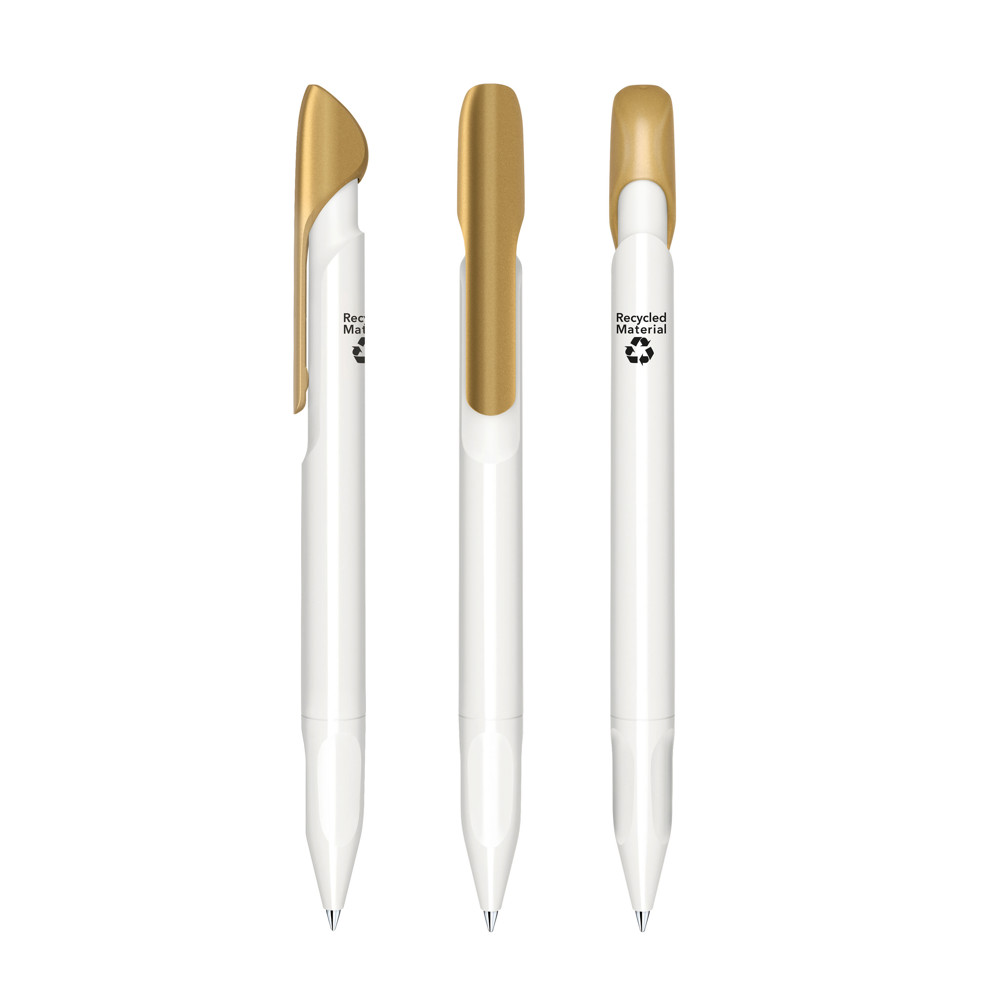 senator® Evoxx Polished Recycled LC Druckkugelschreiber - weiss/gold