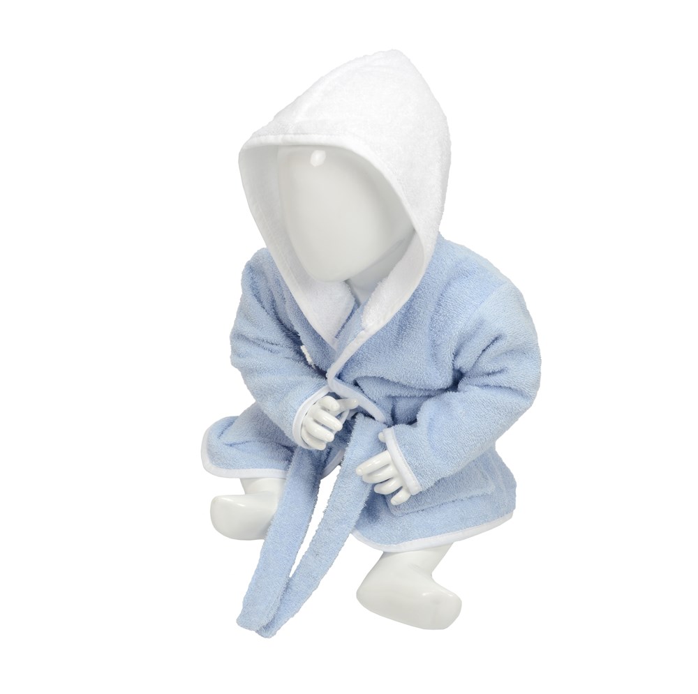 ARTG® Babiezz® Baby Bademantel mit Kapuze - Hellblau/Weiß