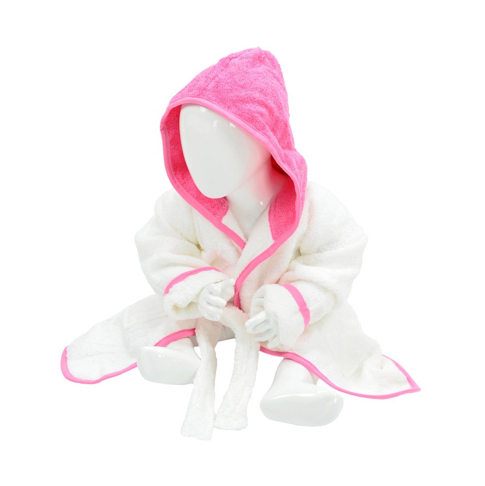 ARTG® Babiezz® Baby Bademantel mit Kapuze - Weiß/Rosa