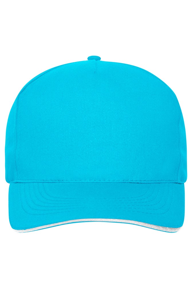 5 Panel Sandwich Cap Bio Cotton - Turquoise/white (ca. Pantone 312C
white)