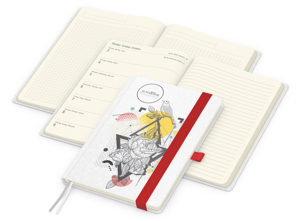 Wochenplaner Match-Hybrid Creme Bestseller - rot