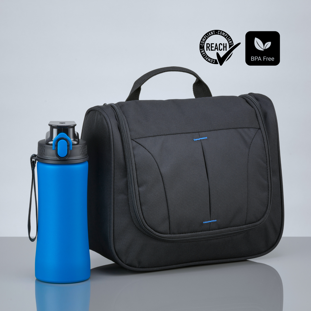 Primo Urban Set: Kosmetiktasche & Wasserflasche 550 ml - Blau