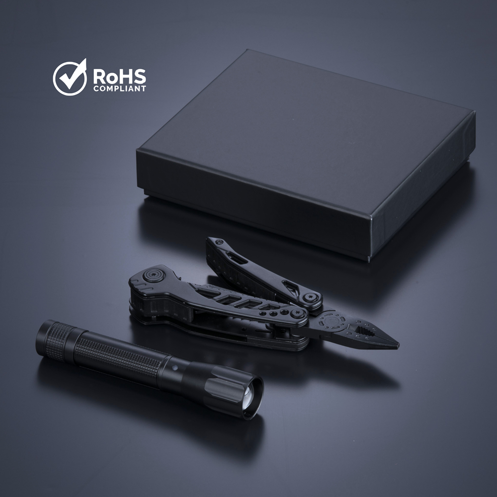 Optima Set I: multitool & mittlere taschenlampe - Schwarz