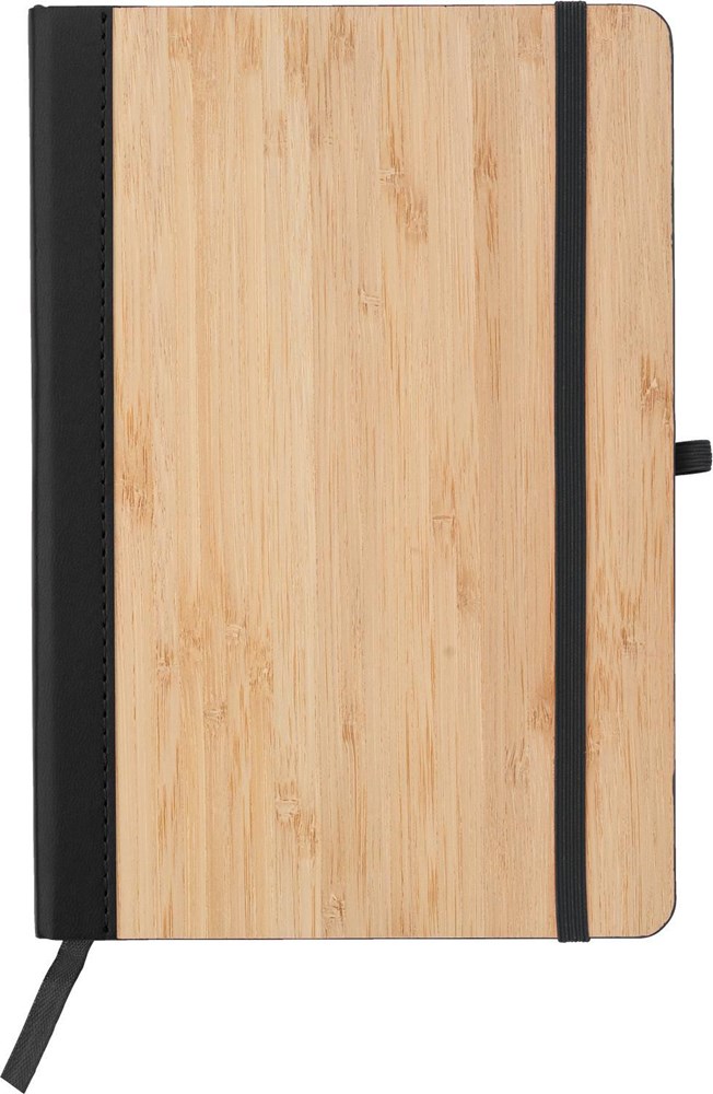 Notizbuch Dorita aus PU und Bambus - schwarz