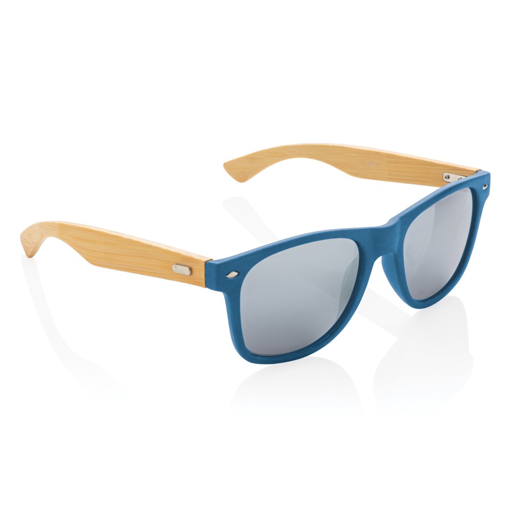 Sonnenbrille aus Bambus und RCS recyceltem Kunststoff - blau (± PMS 7701)