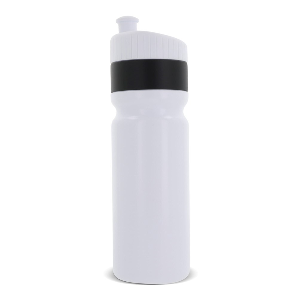 Sportflasche mit Rand 750ml - Weiss / Schwarz