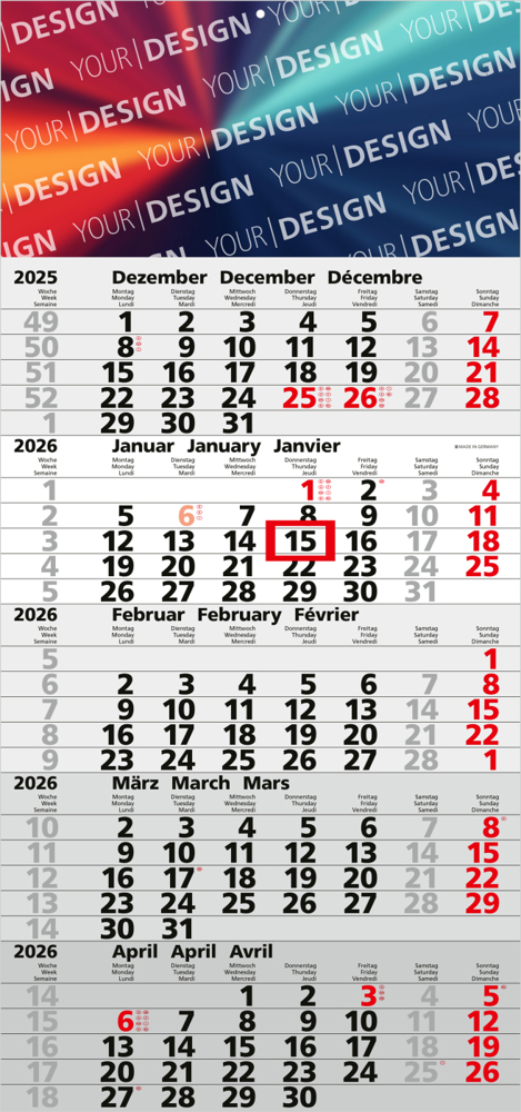 5-Monatskalender Quintus 5 Bestseller (Einblatt)