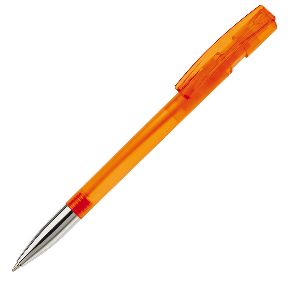 Kugelschreiber Nash Transparent mit Metallspitze - Transparent Orange